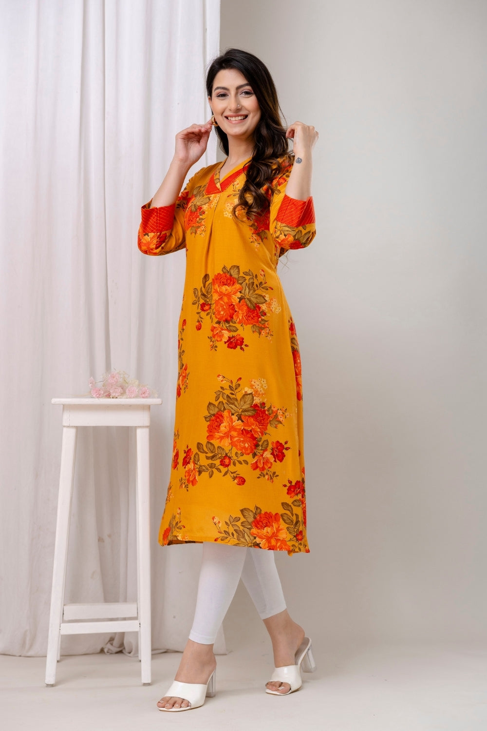 Saffron Crepe Kurta