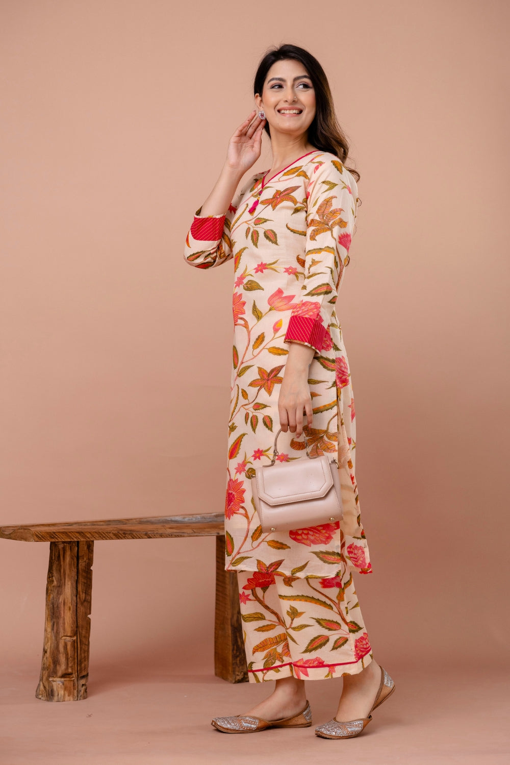 Coral Bloom Kurta Set
