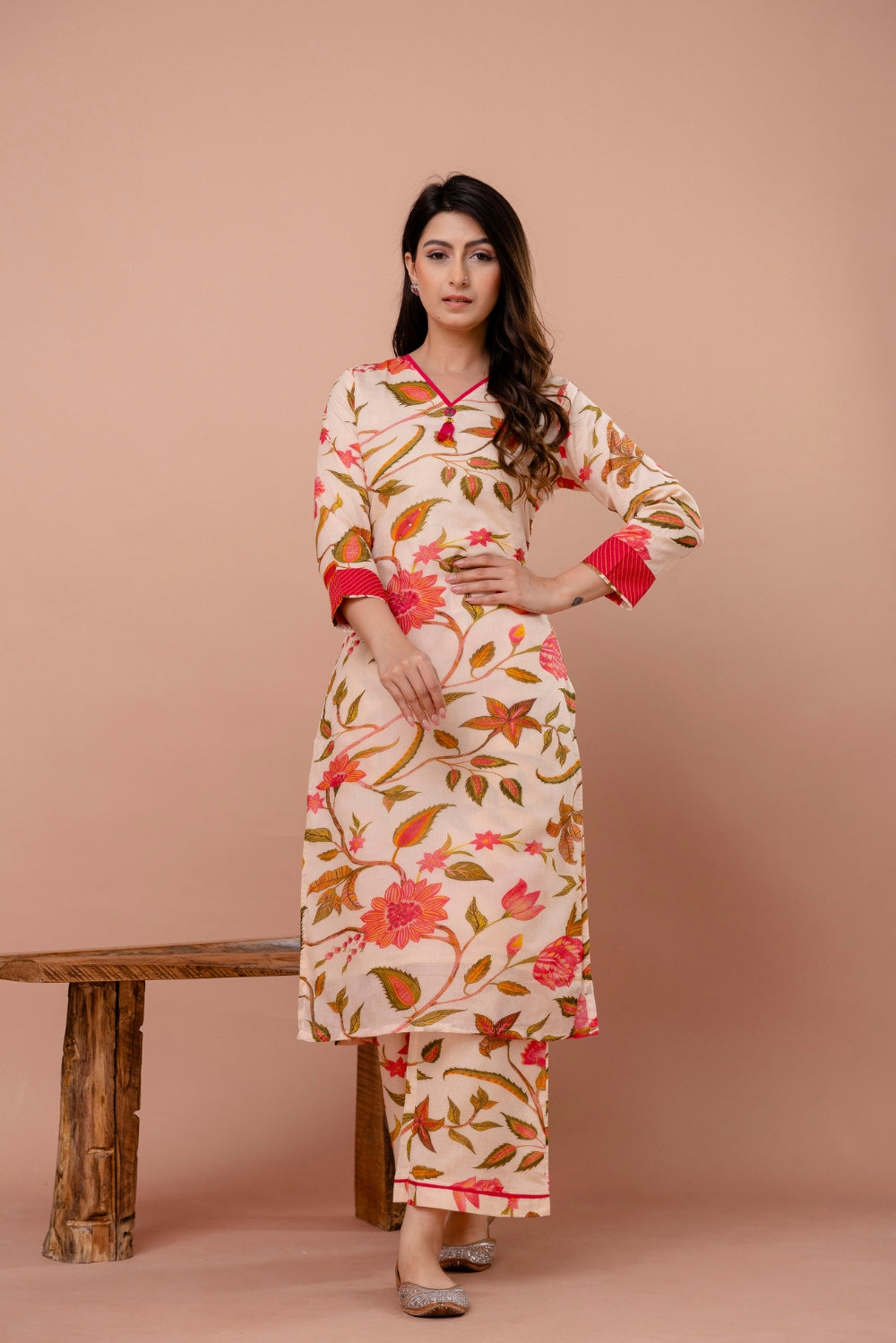 Coral Bloom Kurta Set
