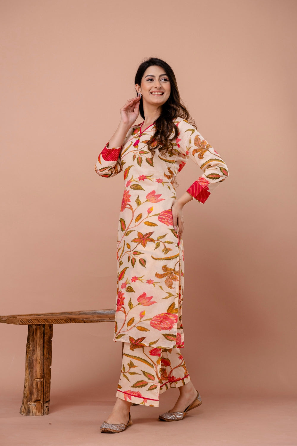 Coral Bloom Kurta Set