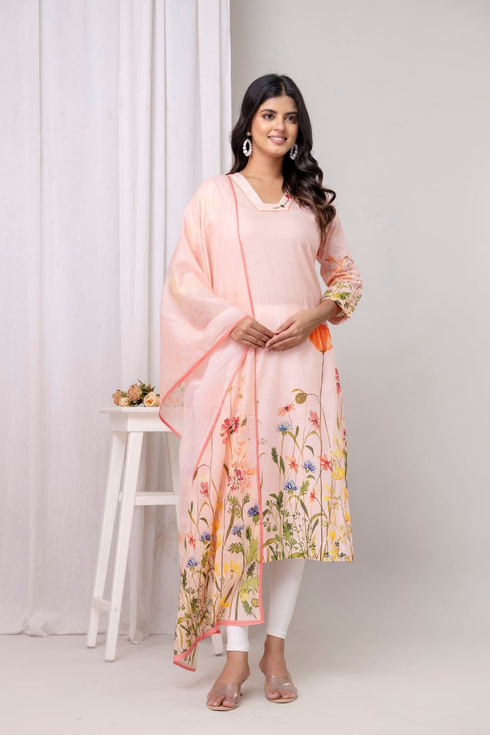 Peach Blush Kurta with Dupatta