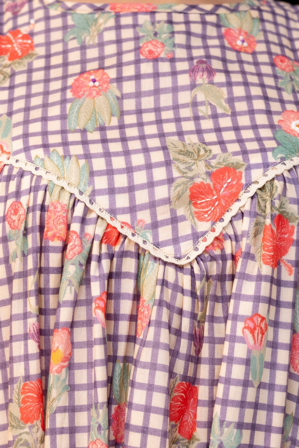 Lilac Checkered Mul Dress