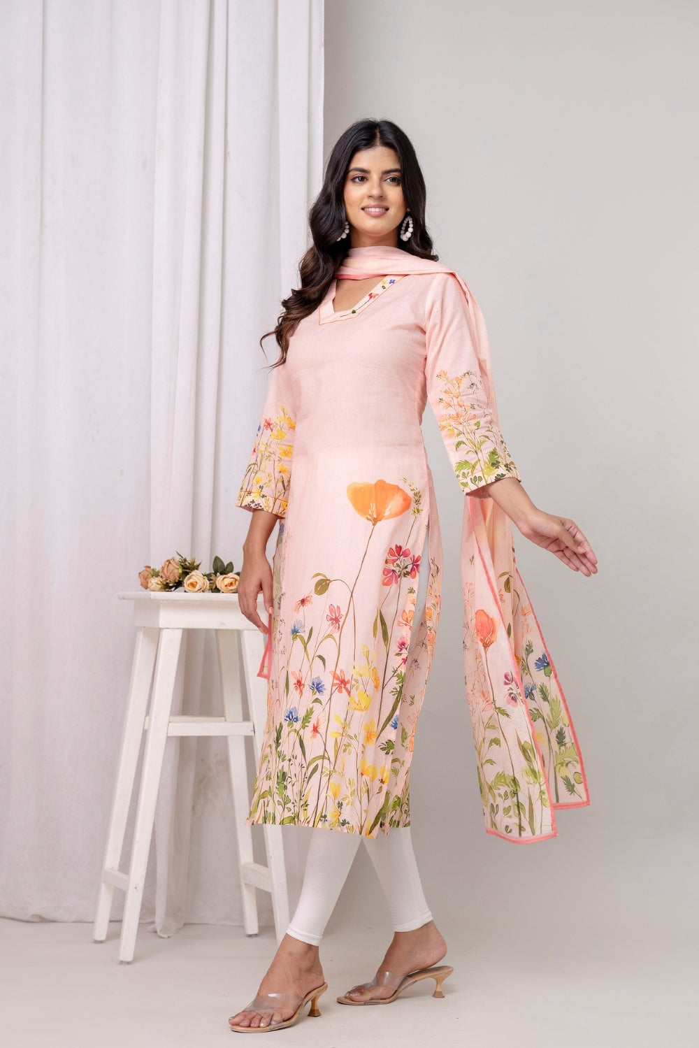 Peach Blush Kurta with Dupatta