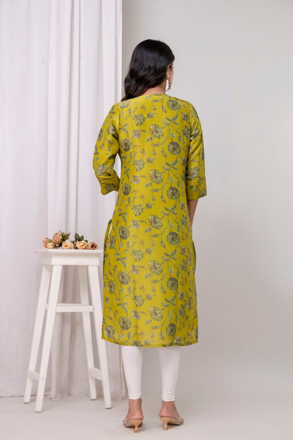 Roselle Olive Jacquard Zari Kurta