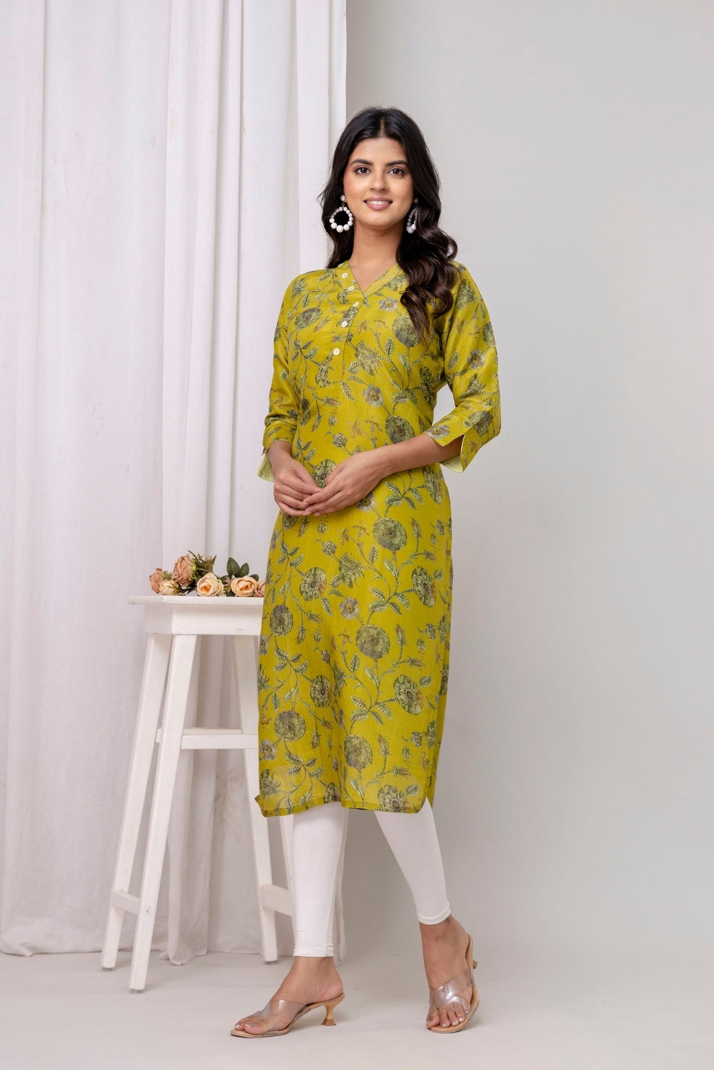 Roselle Olive Jacquard Zari Kurta