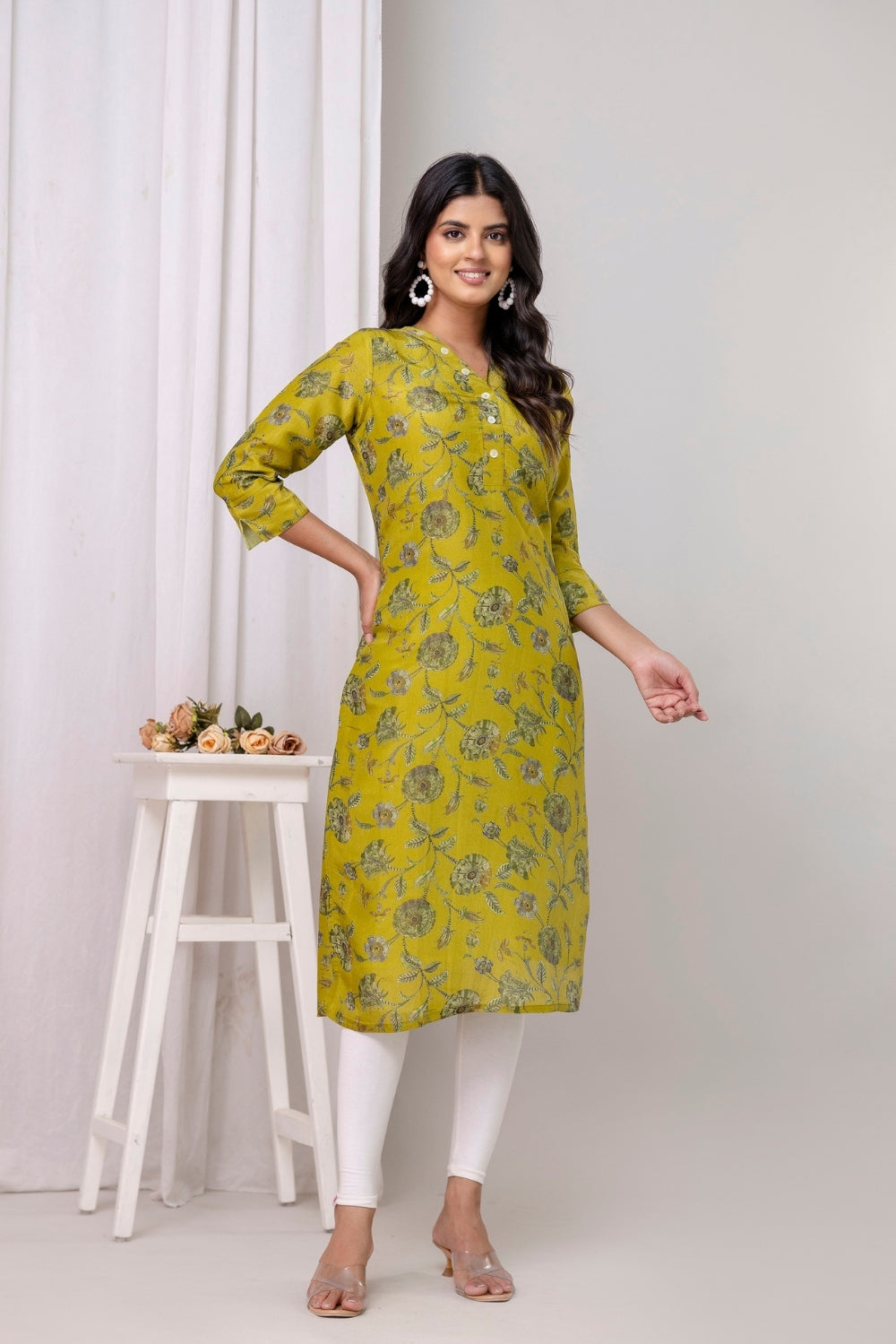 Roselle Olive Jacquard Zari Kurta