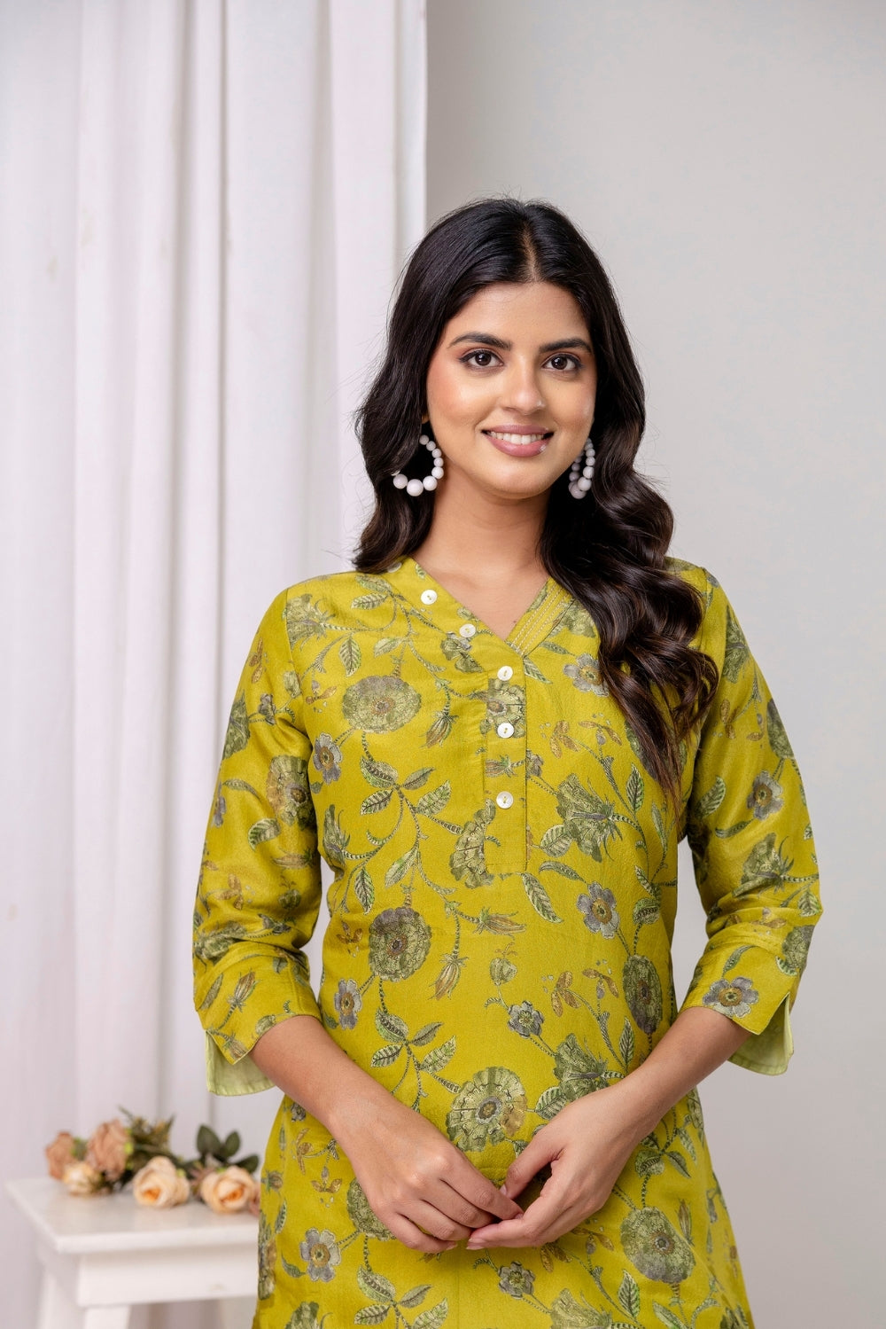 Roselle Olive Jacquard Zari Kurta
