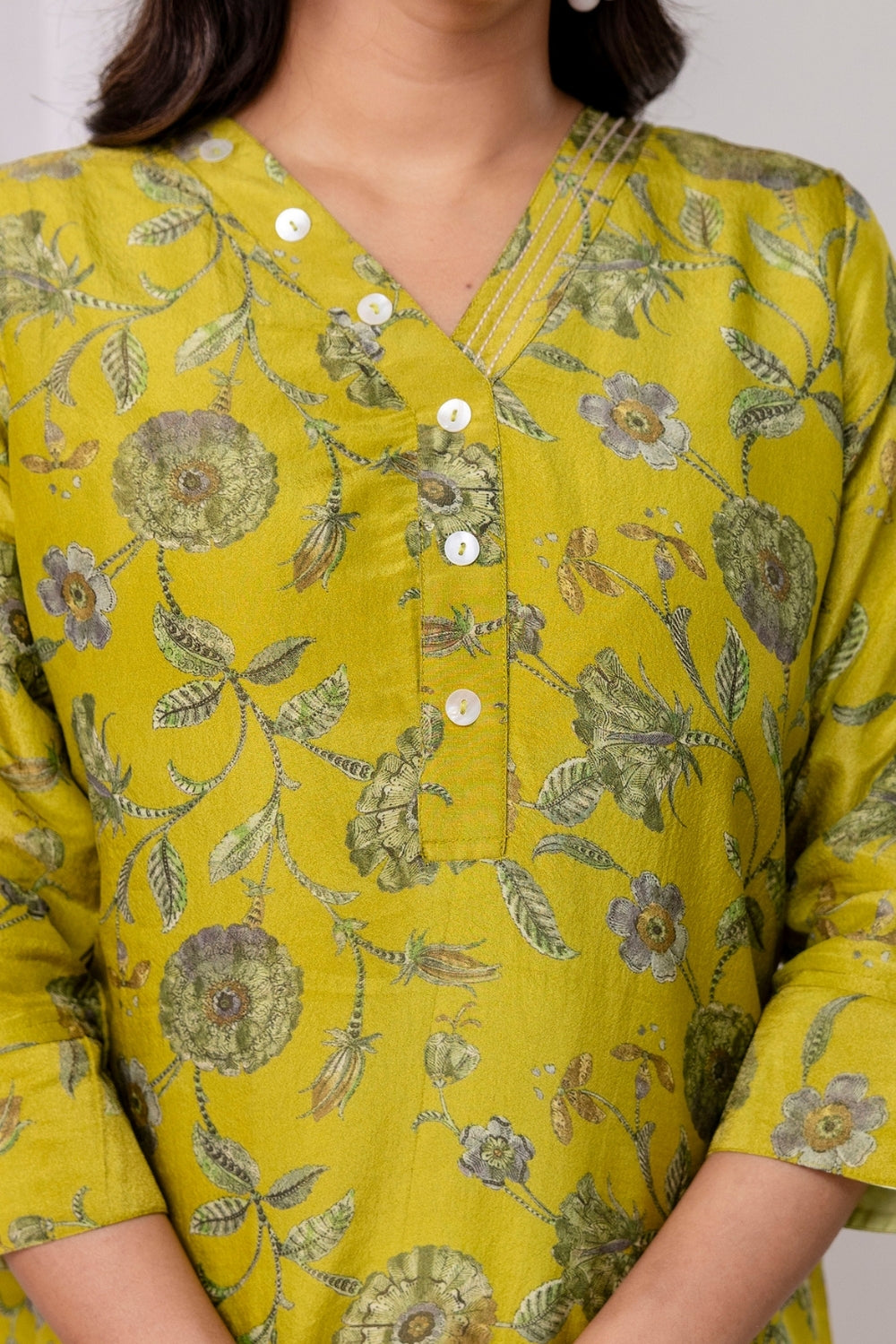 Roselle Olive Jacquard Zari Kurta