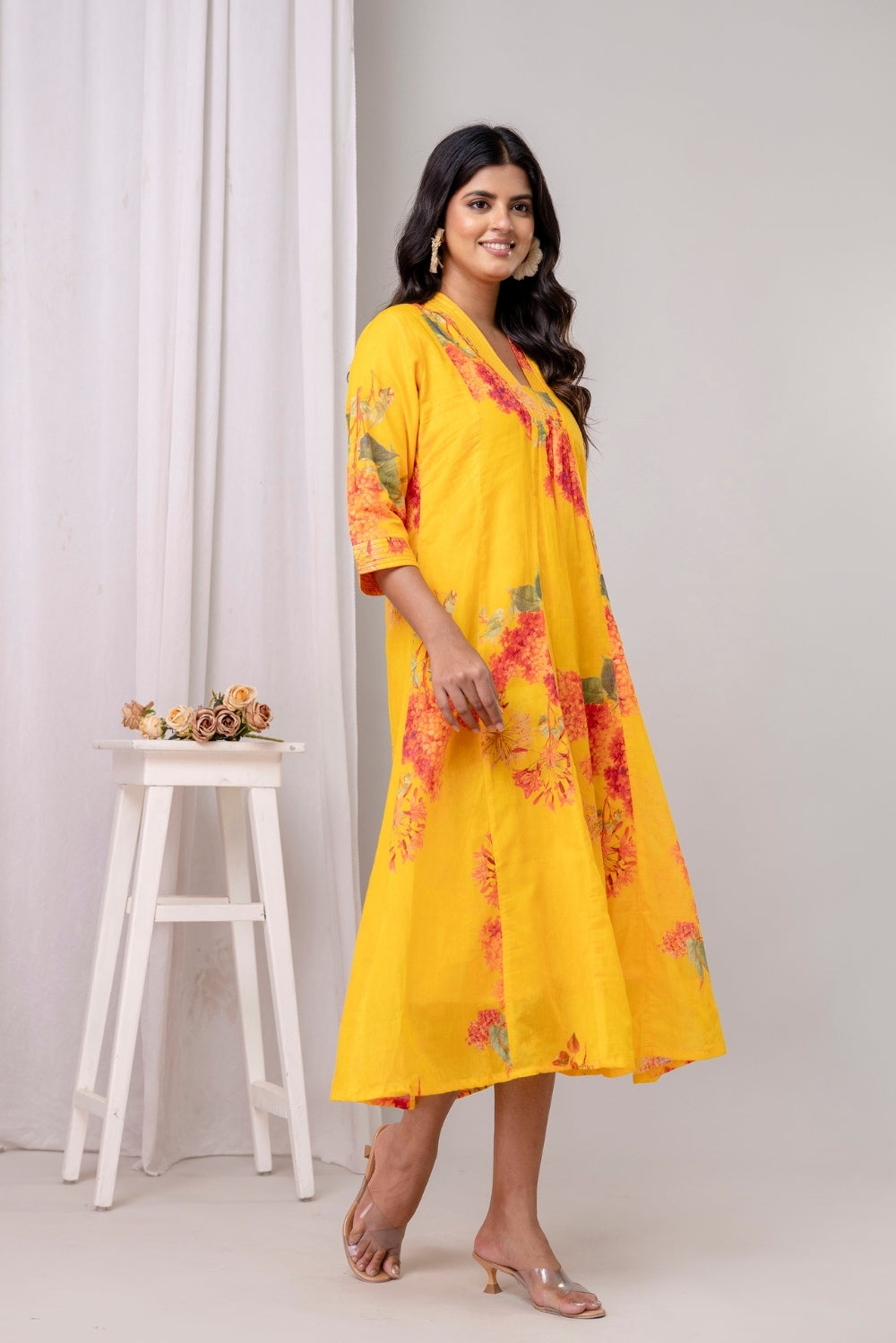 Golden Bloom Mul Dress