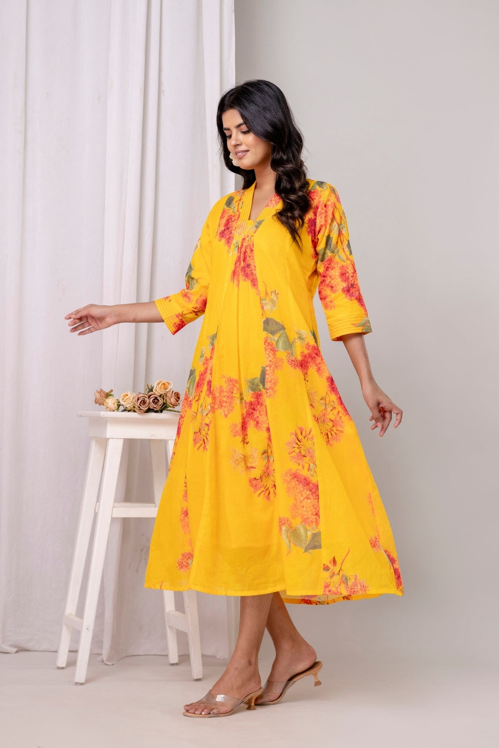 Golden Bloom Mul Dress