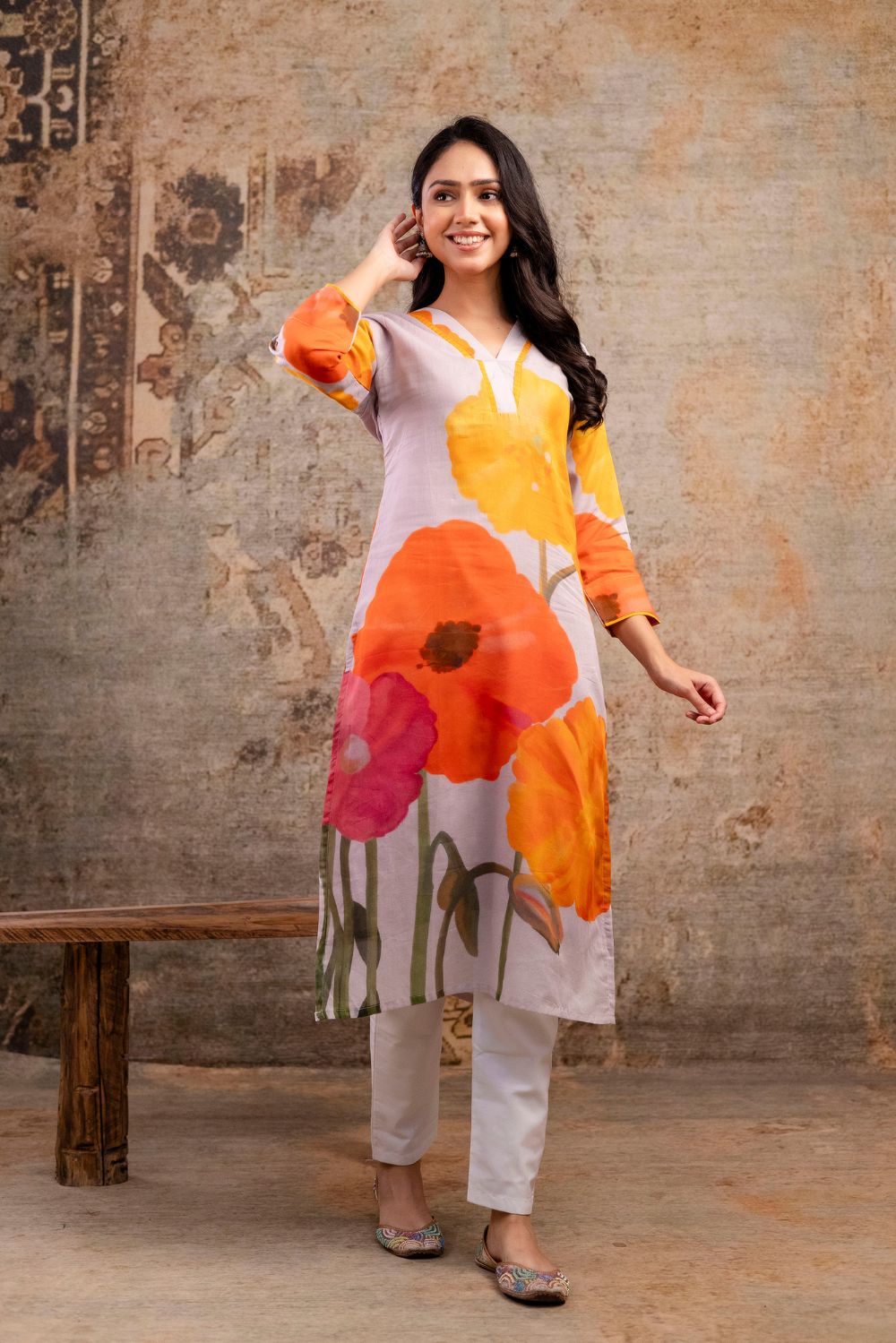 Sunburst Bloom Mul Kurta