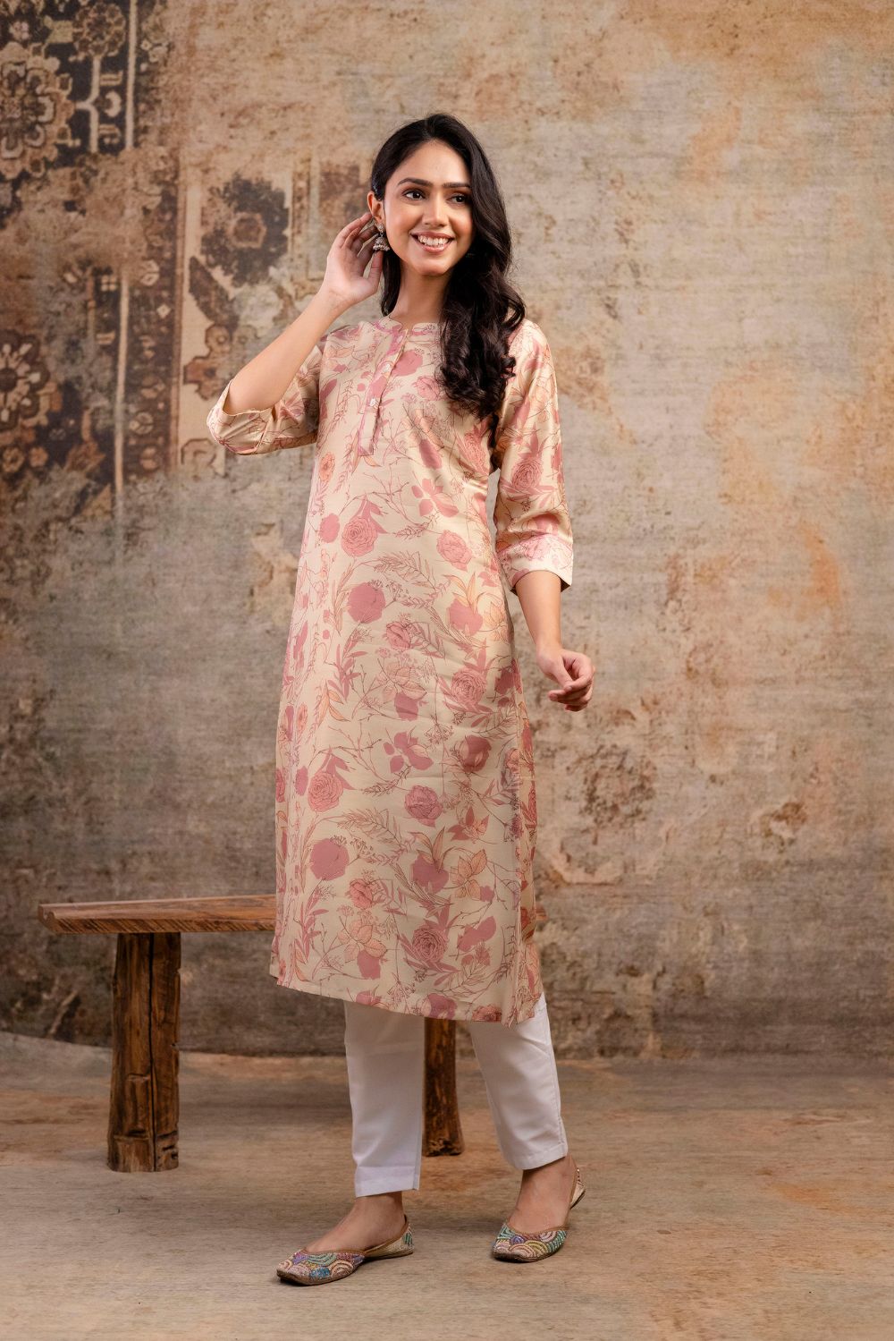 Floral Chanderi Kurta