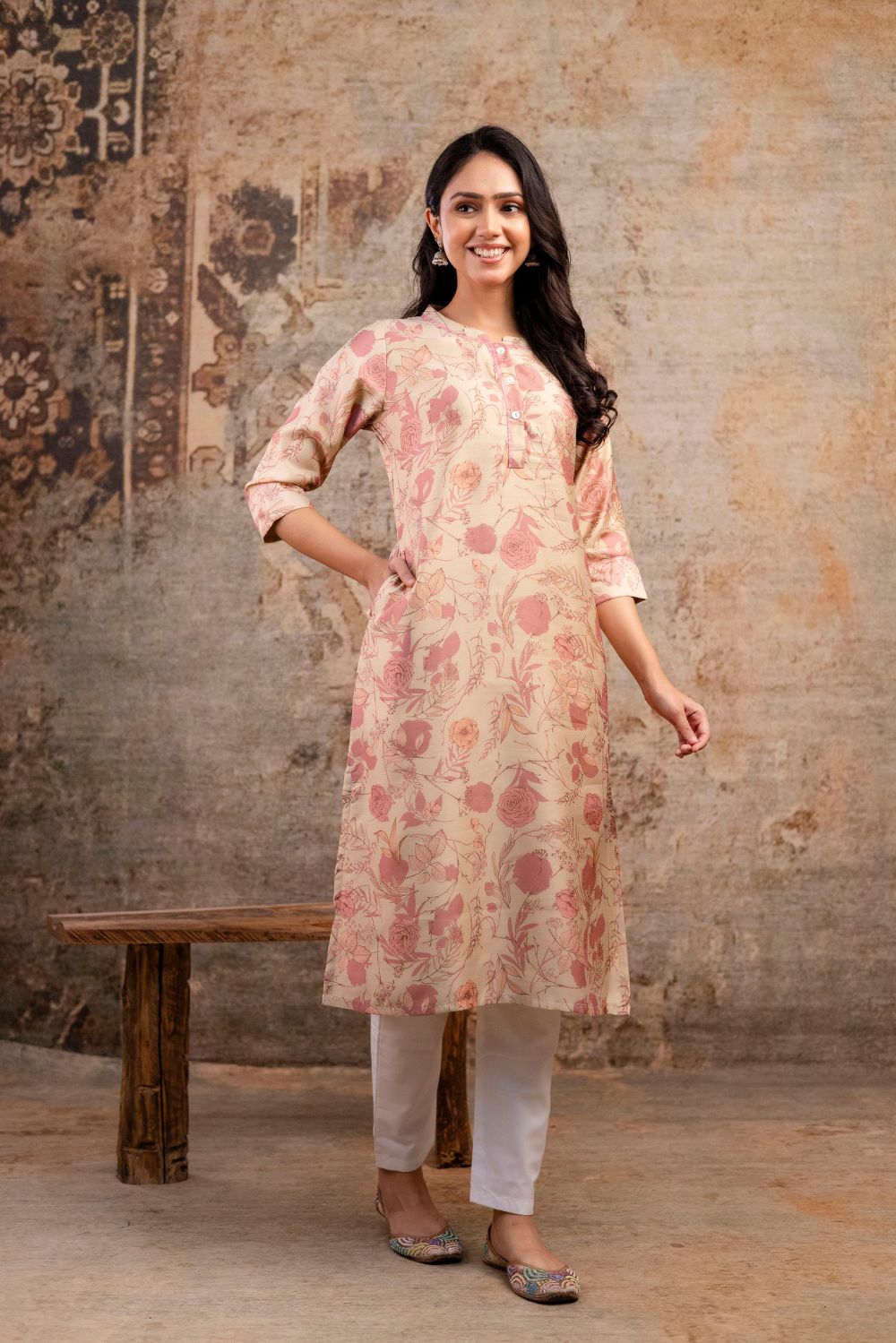 Floral Chanderi Kurta