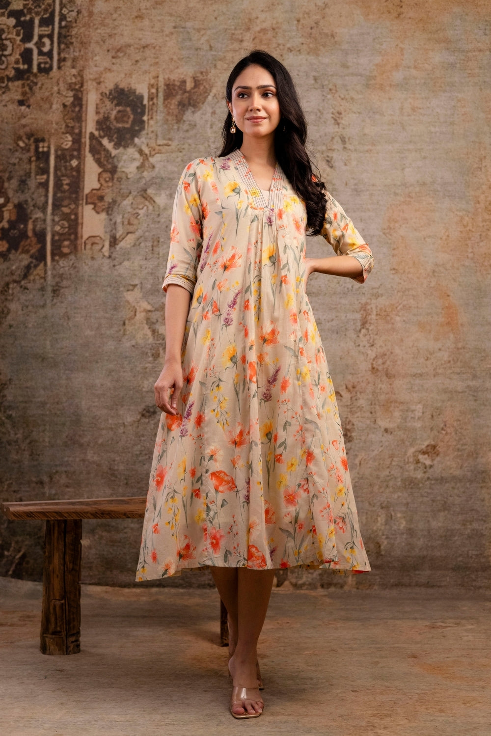 Beige Mul Dress