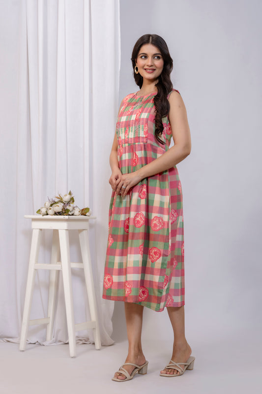 Pink Checkered Dress