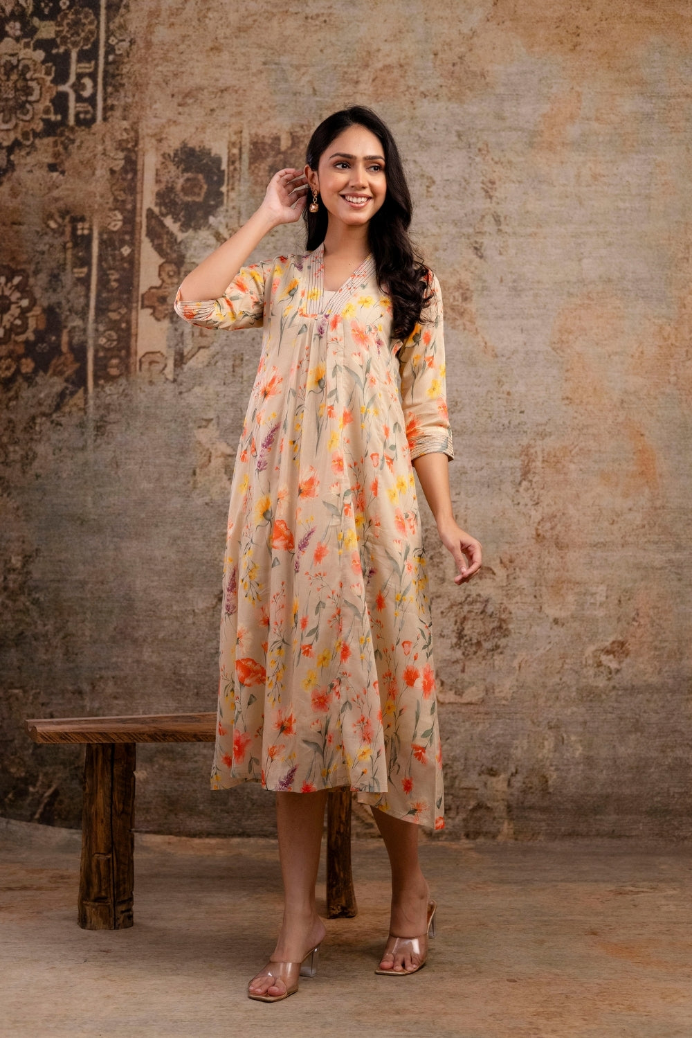 Beige Mul Dress