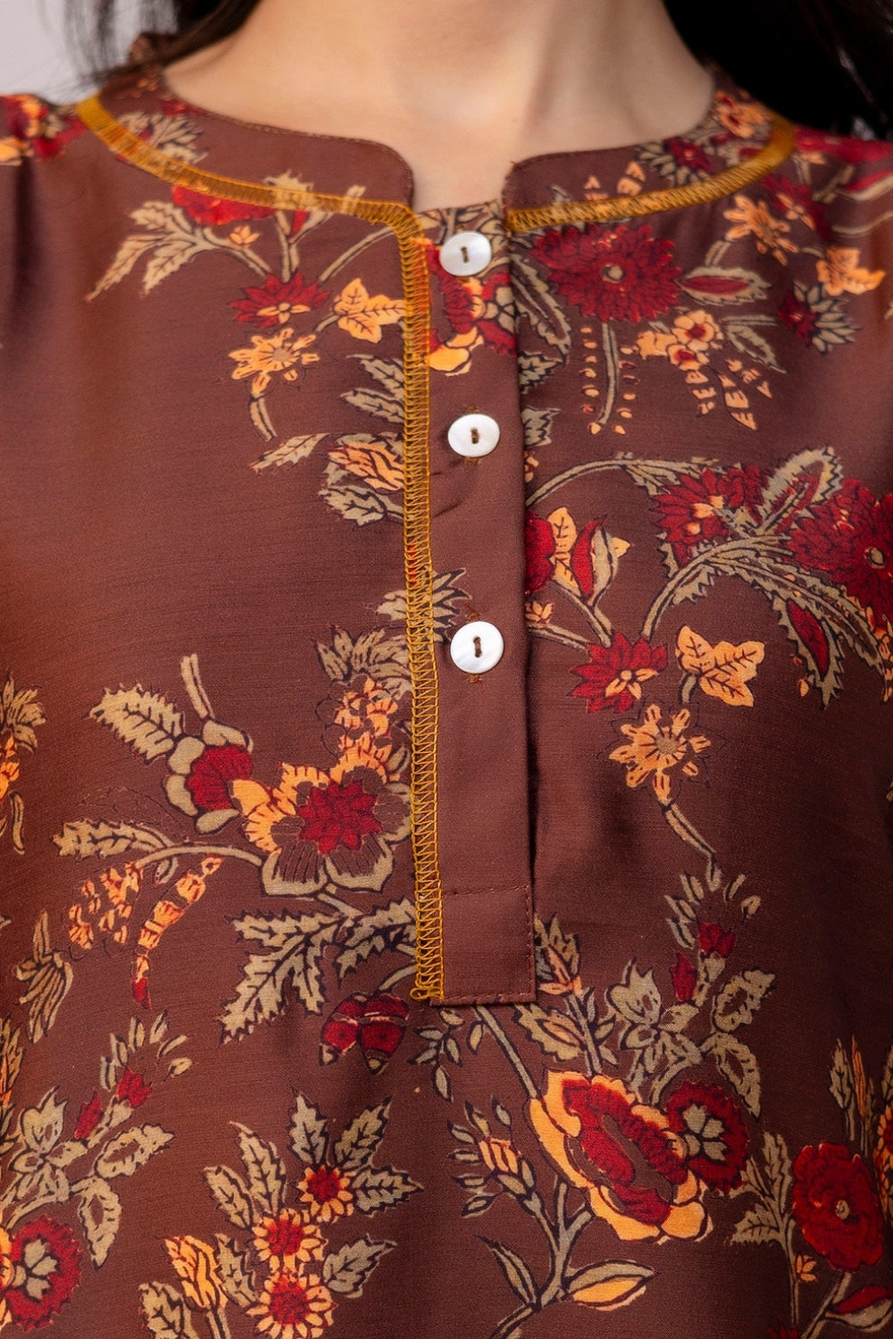 Rust Bloom Chanderi Kurta