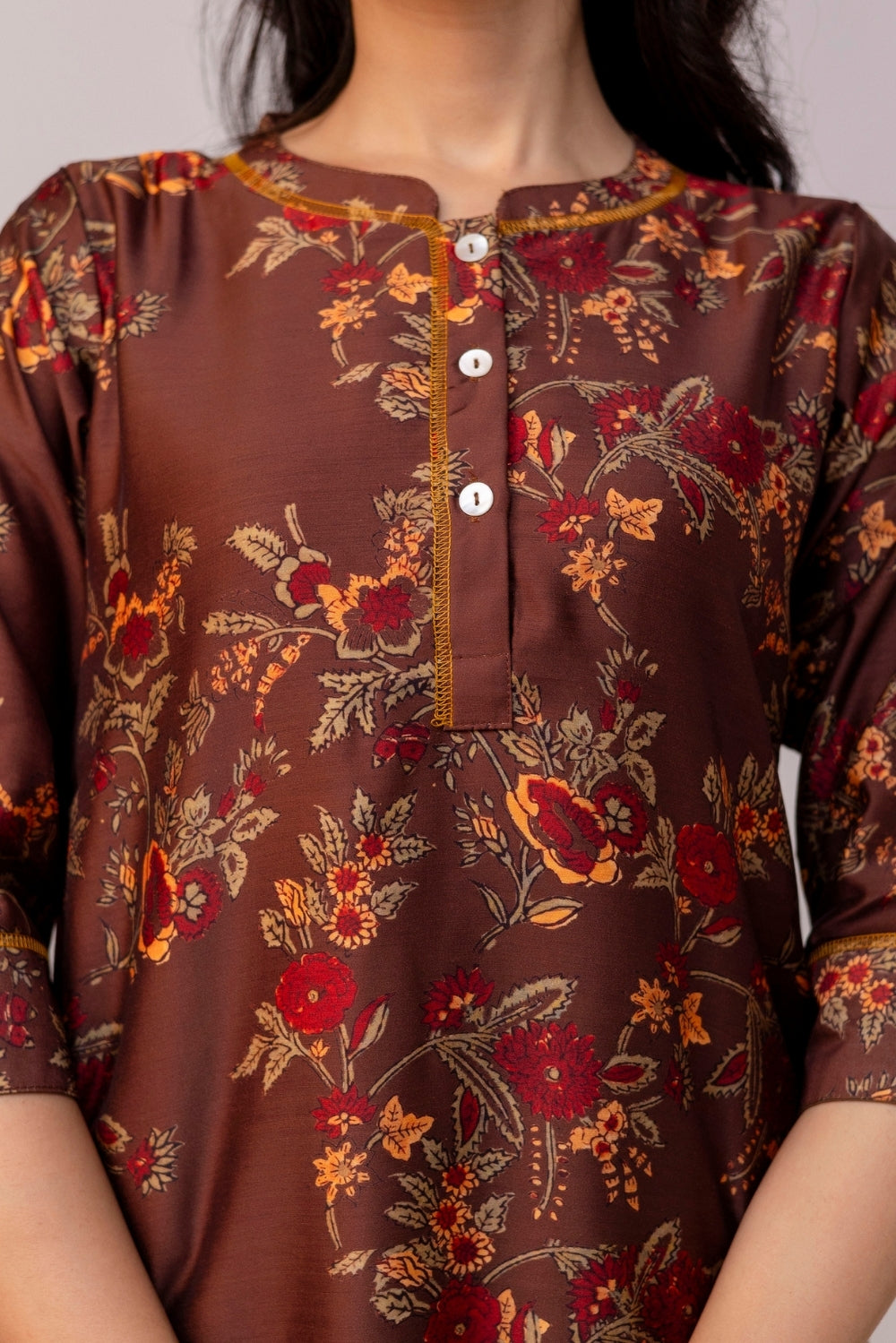 Rust Bloom Chanderi Kurta