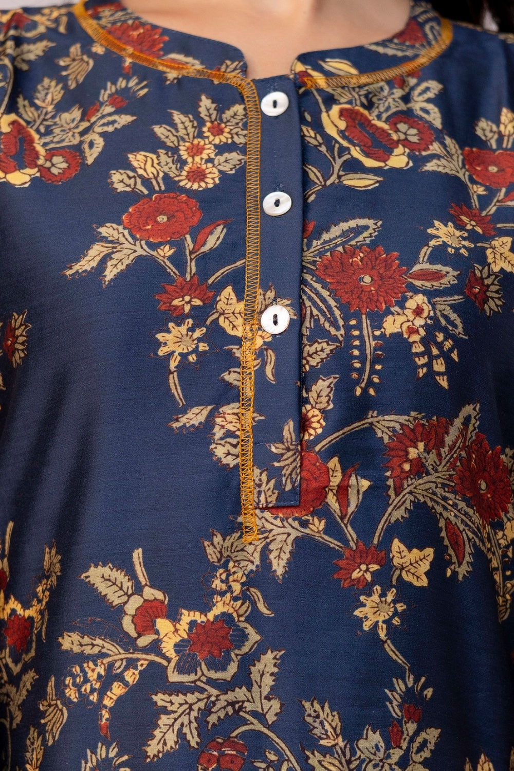 Navy Blue Chanderi kurta