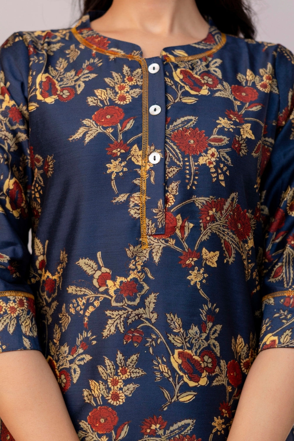 Navy Blue Chanderi kurta
