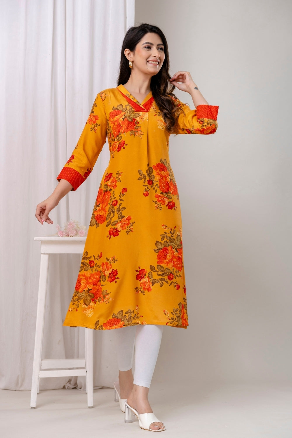 Saffron Crepe Kurta