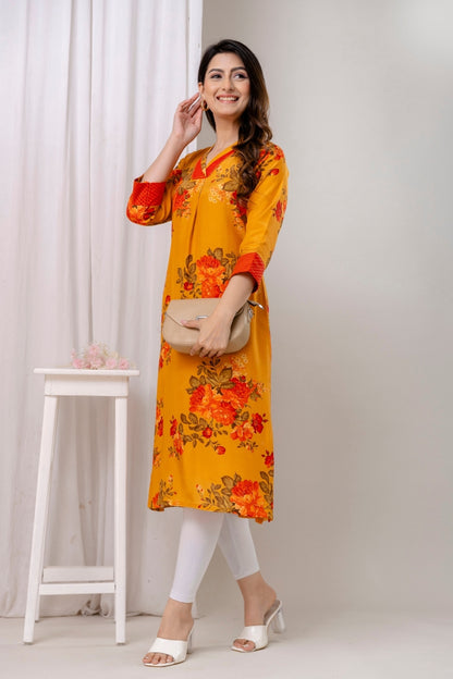 Saffron Crepe Kurta