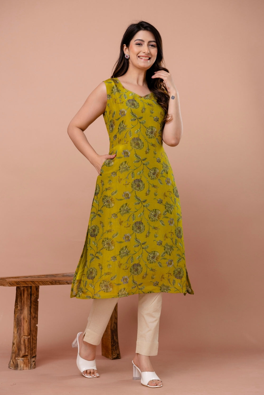 Olive Bloom Kurta