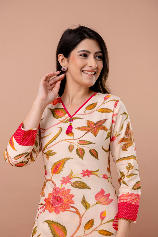 Coral Bloom Kurta Set