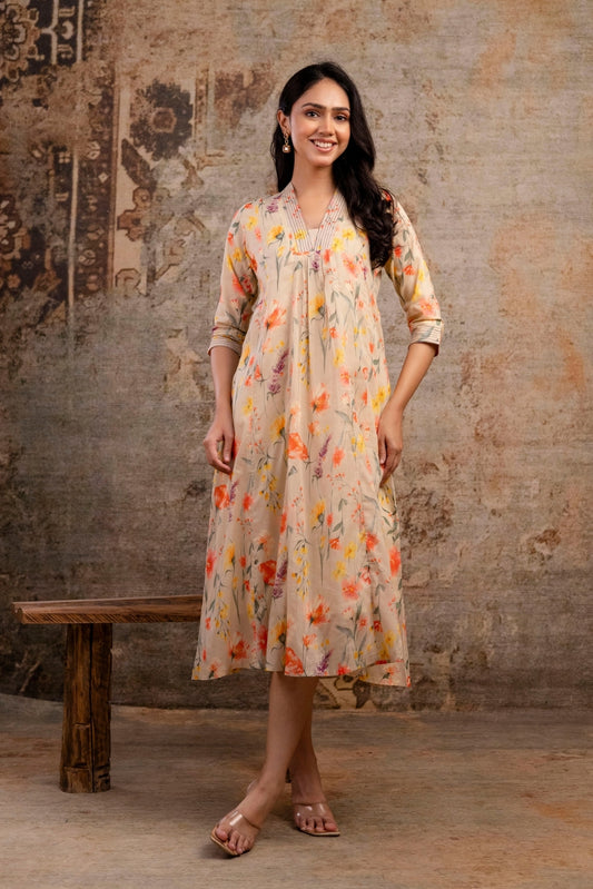 Beige Mul Dress