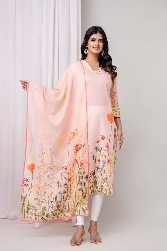 Peach Blush Kurta with Dupatta