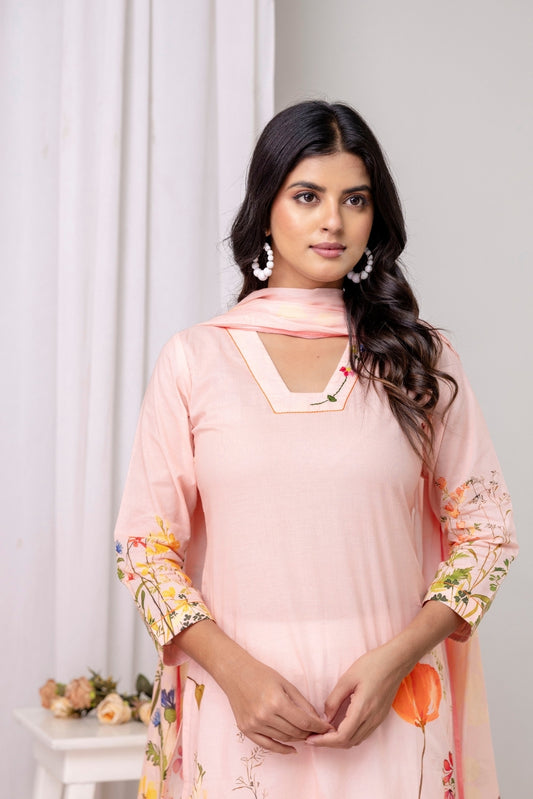 Peach Blush Kurta with Dupatta