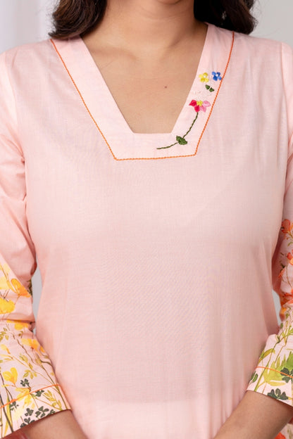 Peach Blush Kurta with Dupatta