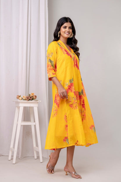 Golden Bloom Mul Dress