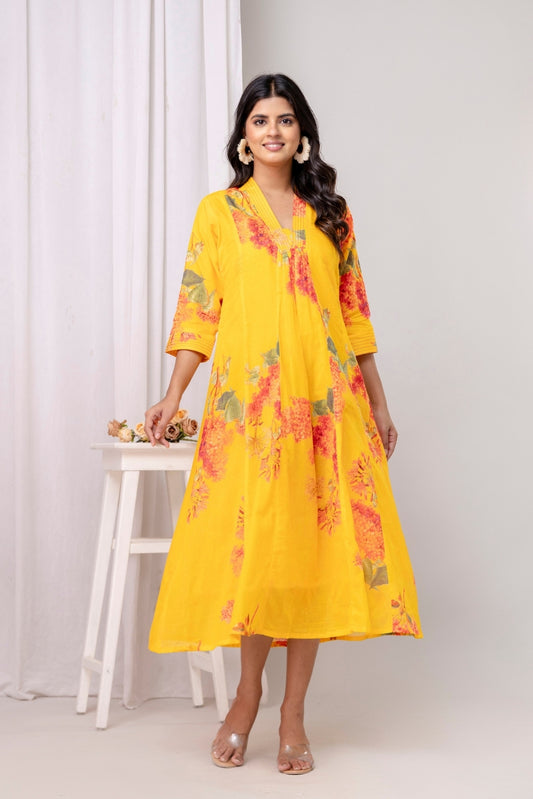 Golden Bloom Mul Dress