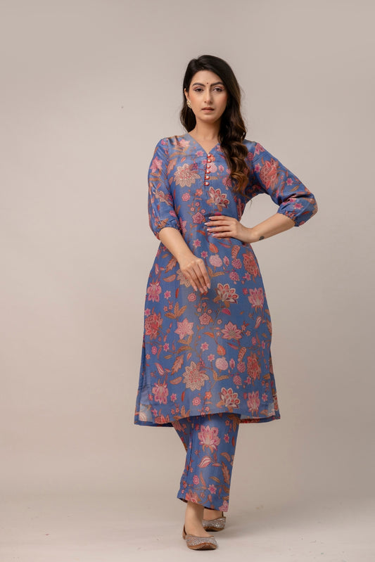 Blue Blossom Kurta Set