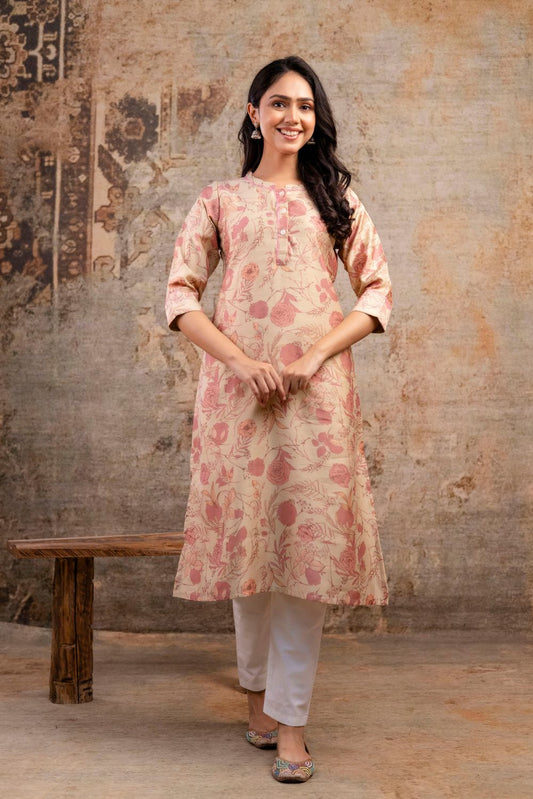 Floral Chanderi Kurta