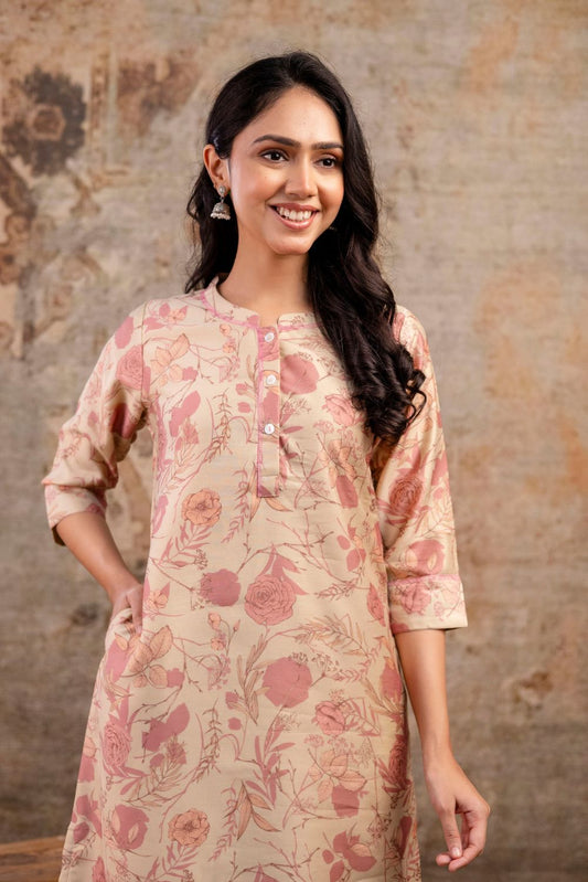 Floral Chanderi Kurta