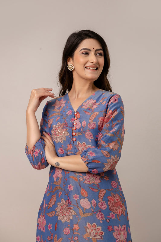 Blue Blossom Kurta Set