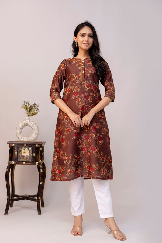Rust Bloom Chanderi Kurta