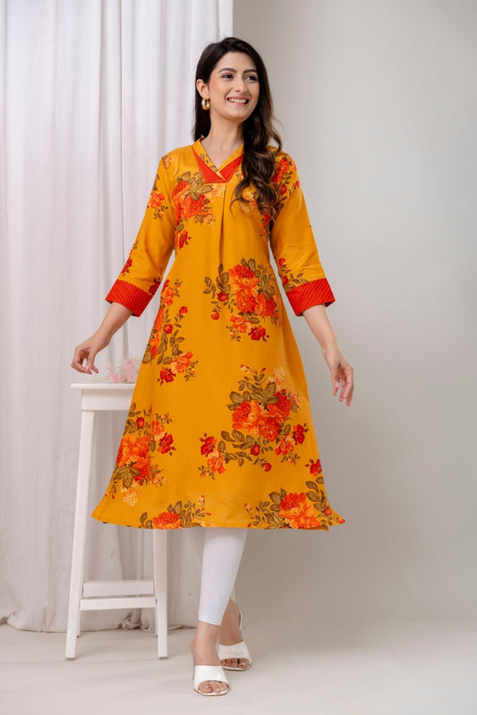 Saffron Crepe Kurta