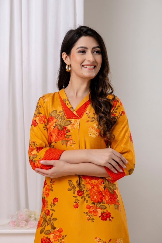 Saffron Crepe Kurta